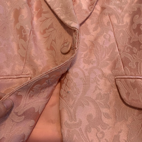 Vintage Pink Floral Damask Jacquard Blazer XS - Picture 7 of 13